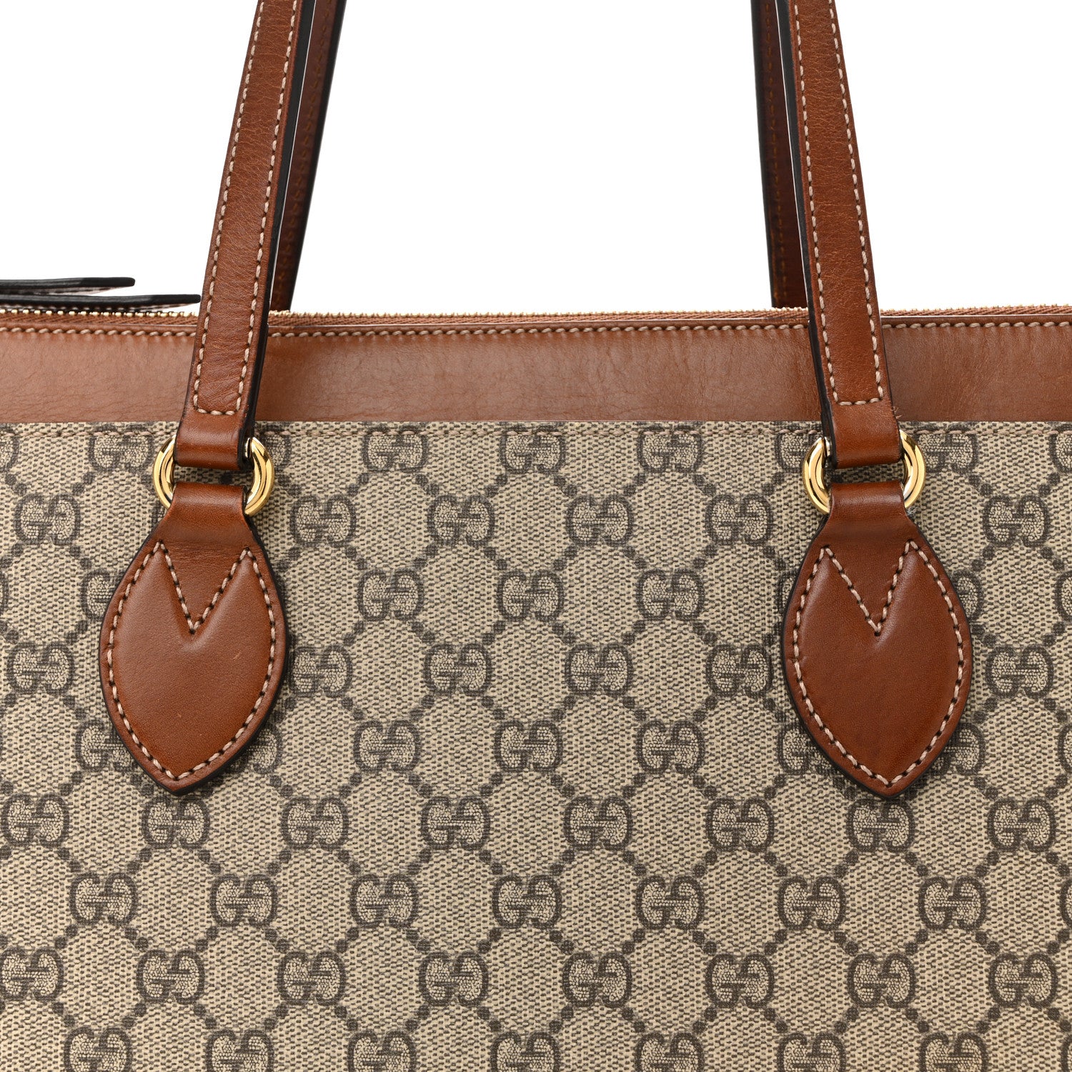 Gucci GG Supreme Monogram Medium Zippered Bucket Tote Beige Tuscany 8 of 15