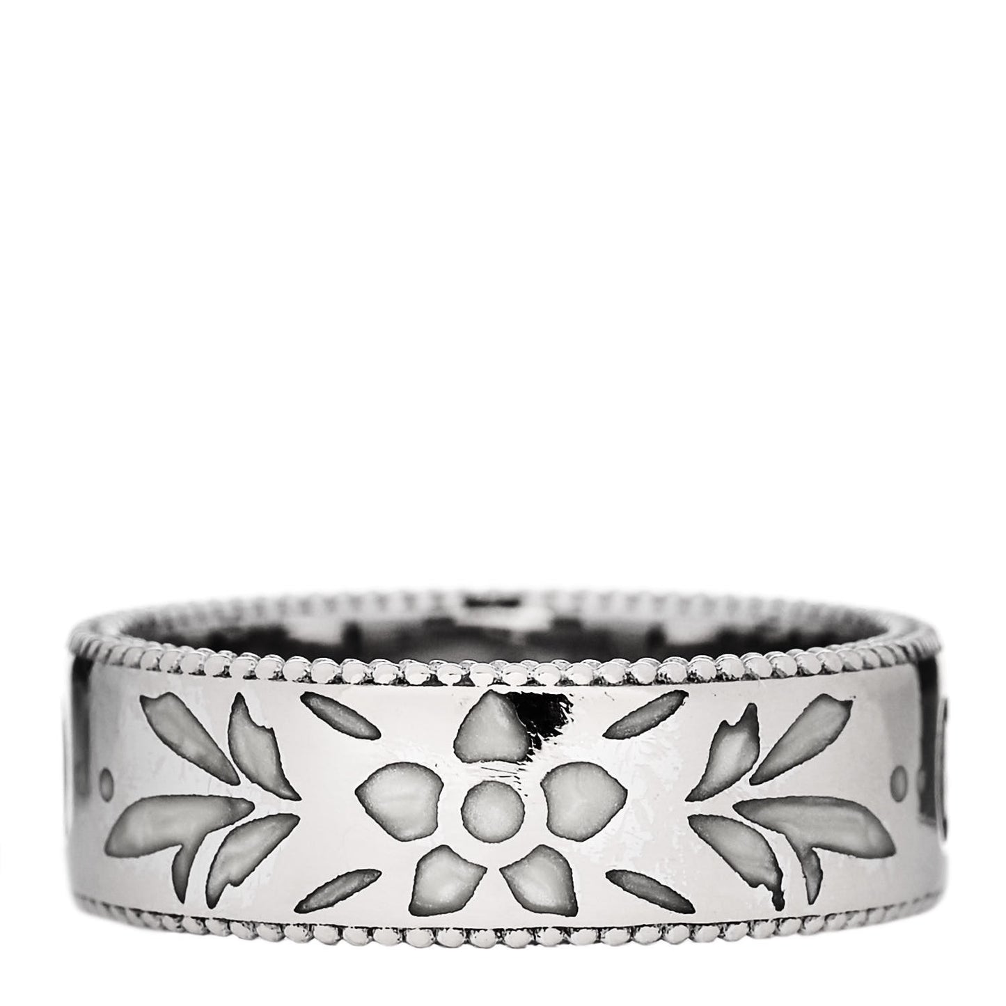 18K White Gold Enamel Icon Blooms Ring 51 5.75