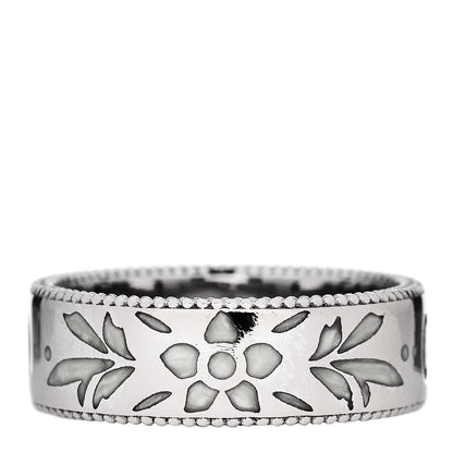 Gucci 18K White Gold Enamel Icon Blooms Ring 51 5.75 1 of 5