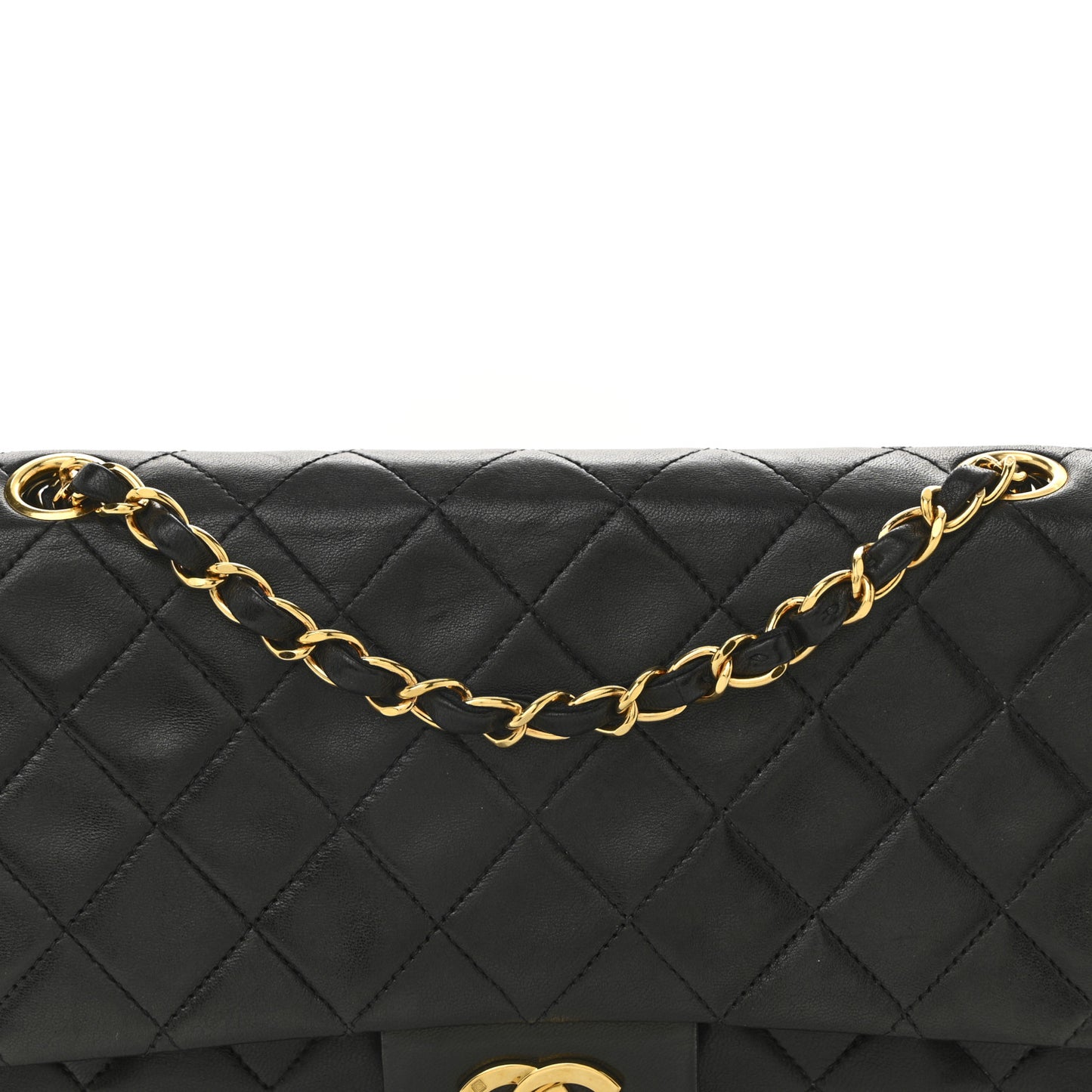 Lambskin Quilted Medium Double Flap Black