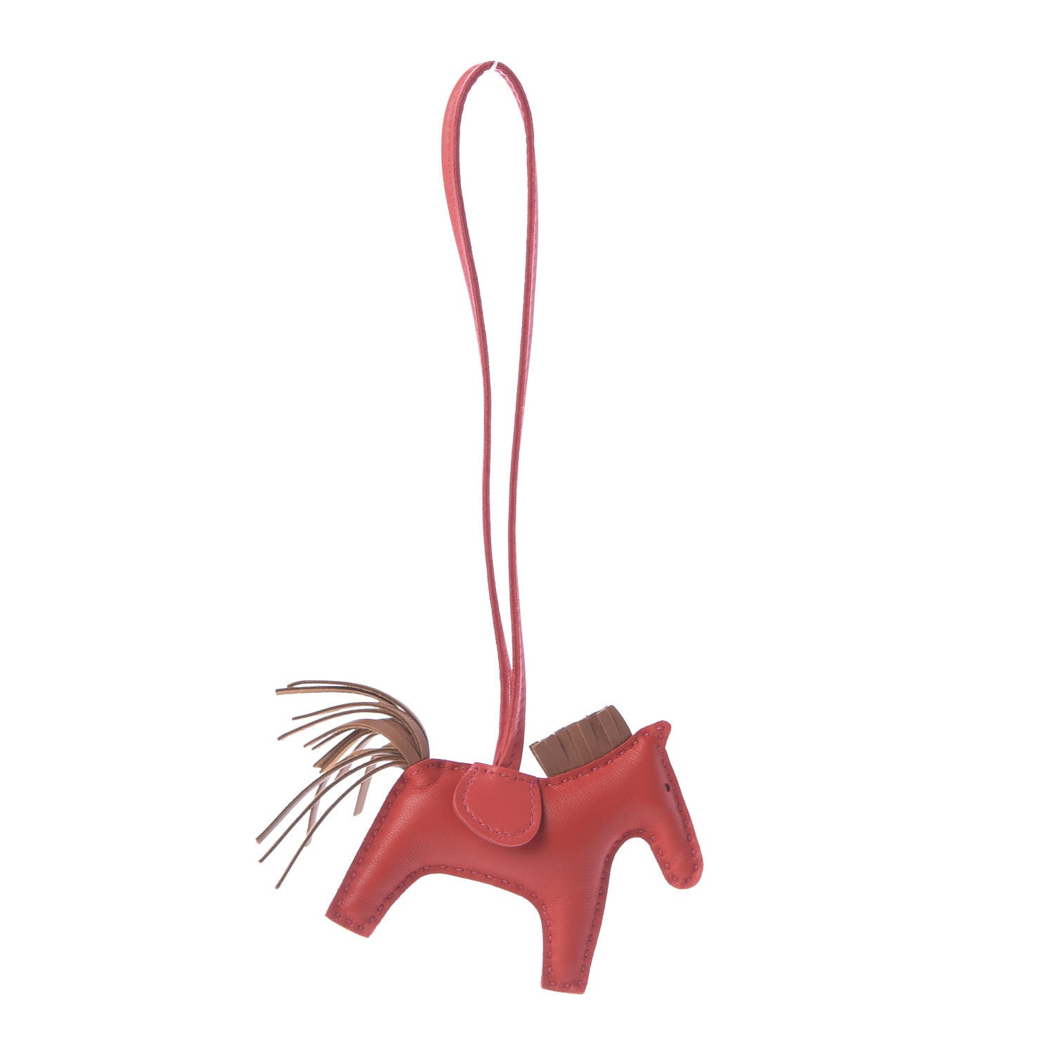 Hermes Milo Lambskin Grigri Rodeo Horse Bag Charm PM Rouge Indien Gold Bougainvillea 1 of 6