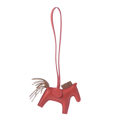 Hermes Milo Lambskin Grigri Rodeo Horse Bag Charm PM Rouge Indien Gold Bougainvillea 1 of 6