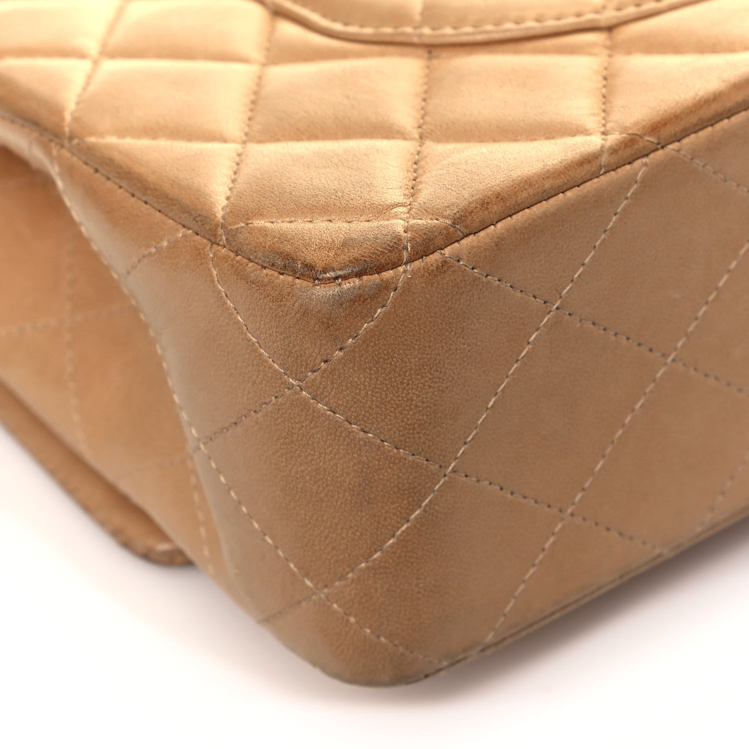 Chanel Lambskin Quilted Medium Double Flap Beige 10 of 12