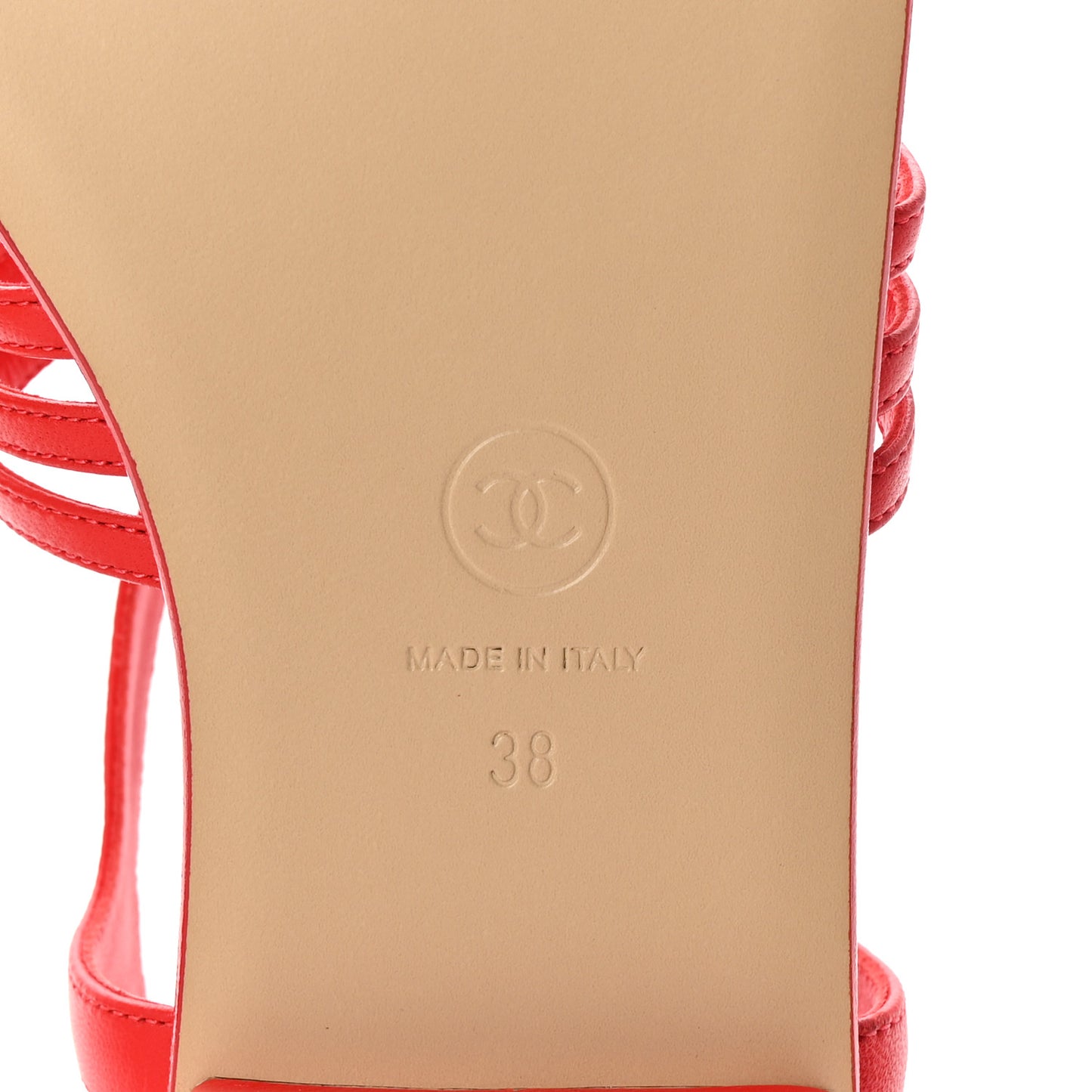 Lambskin Pearl Crystal CC Thong Sandals 38 Red