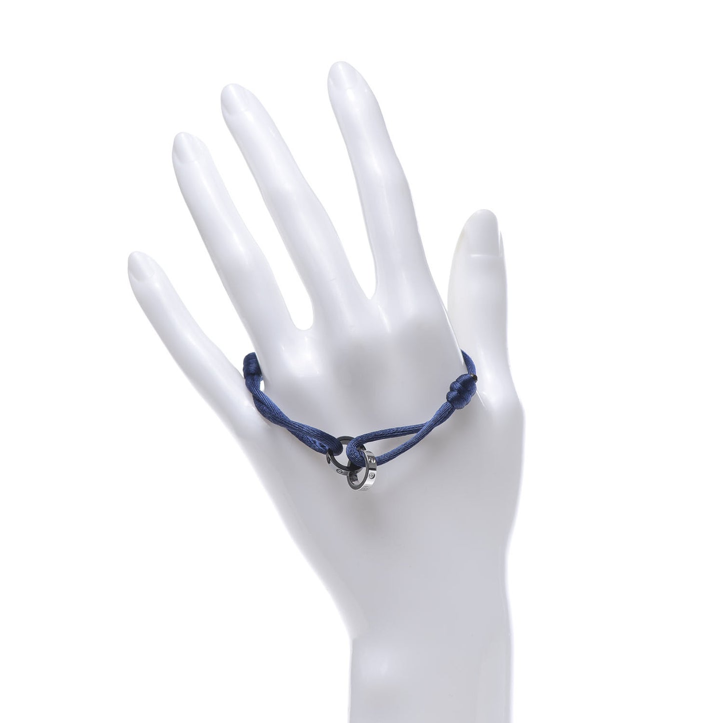 18K White Gold Ceramic 4 Diamond LOVE Cord Bracelet Blue