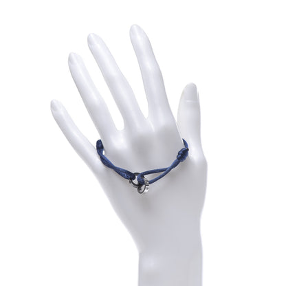 Cartier 18K White Gold Ceramic 4 Diamond LOVE Cord Bracelet Blue 2 of 7
