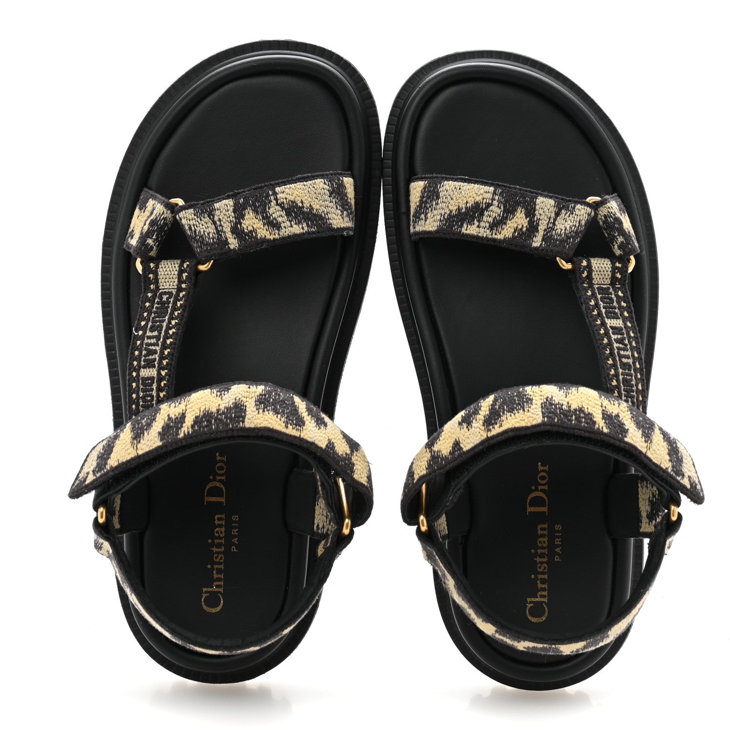 Christian Dior Technical Fabric Mizza Print Dioract Sandals 37 Beige Multicolor 2 of 9