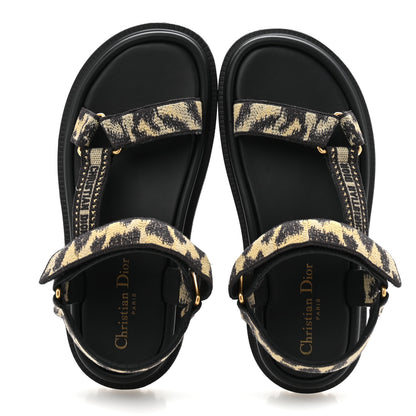 Christian Dior Technical Fabric Mizza Print Dioract Sandals 37 Beige Multicolor 2 of 9