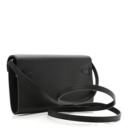 Hermes Epsom Shiny Alligator Touch Kelly Wallet To Go Black 2 of 8