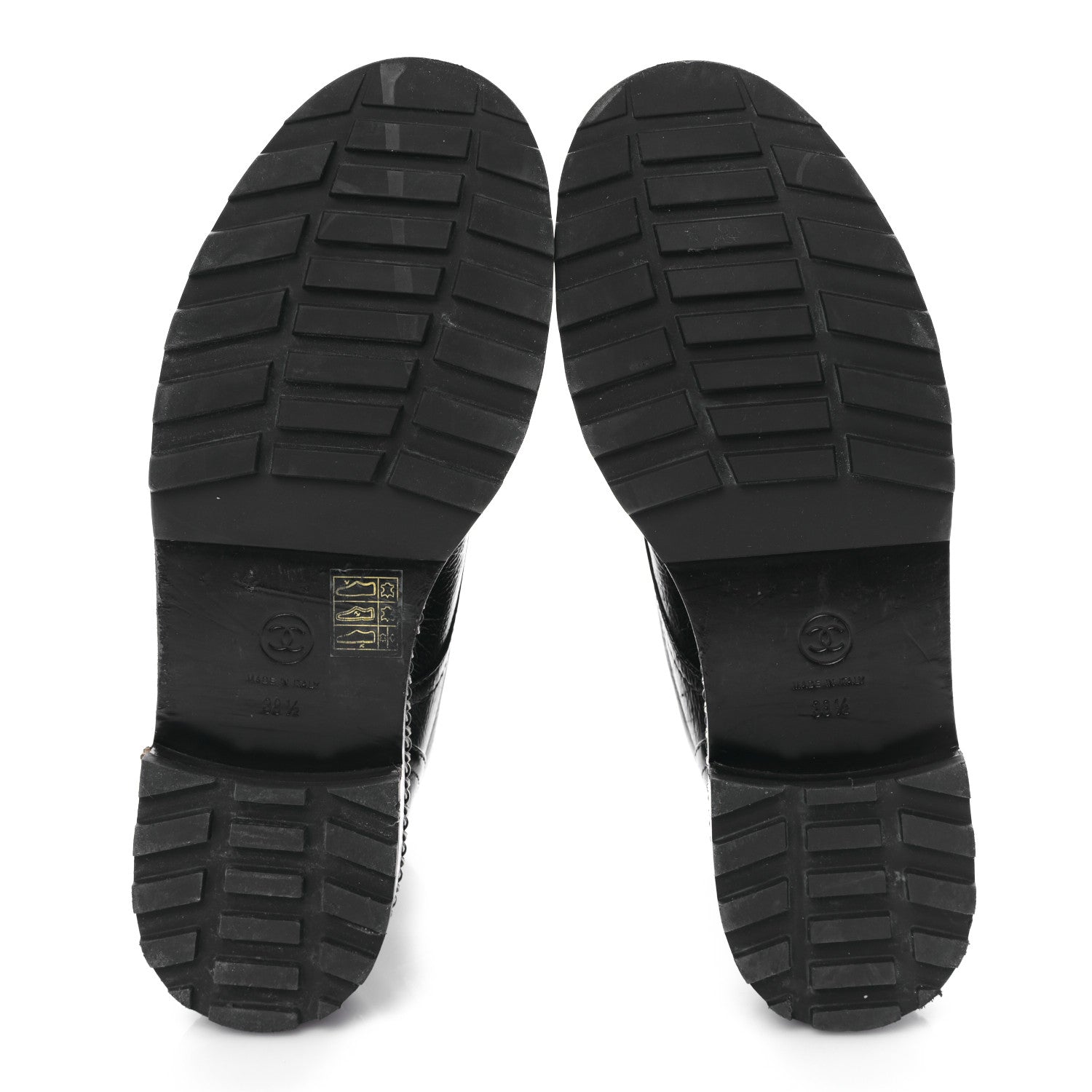 Chanel Crackled Calfskin Velvet Pearl Combat Short Boots 38.5 Black 5 of 9