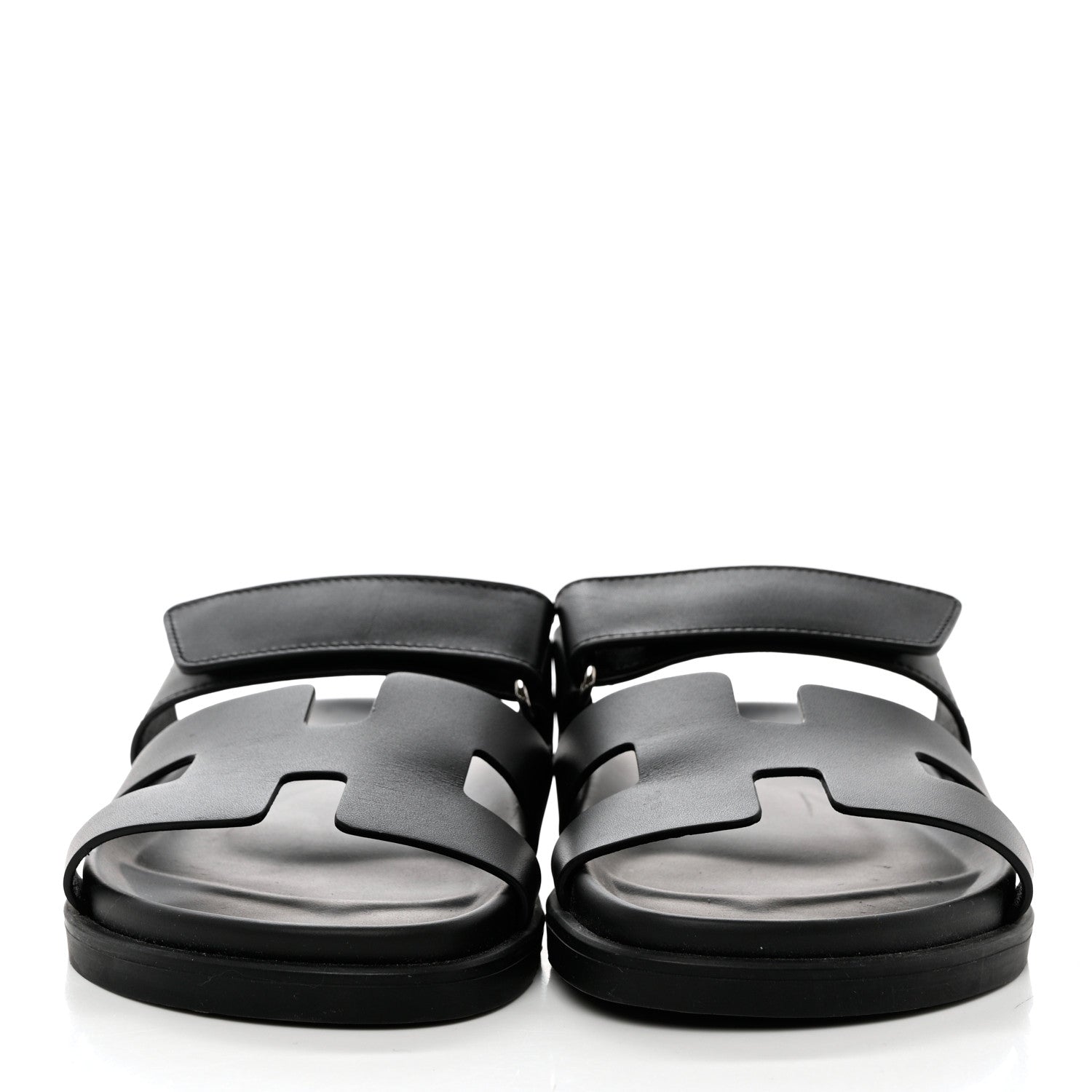 Hermes Calfskin Womens Chypre Sandals 36.5 Black 2 of 9