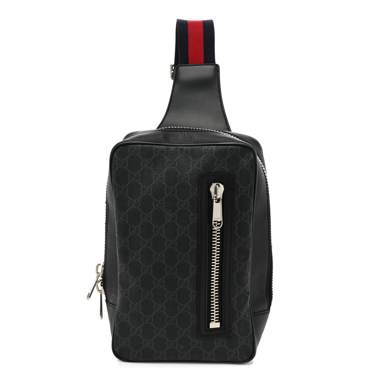 Gucci GG Supreme Monogram Web Belt Bag Black Grey 1 of 11