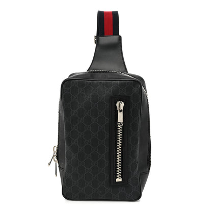 Gucci GG Supreme Monogram Web Belt Bag Black Grey 1 of 11