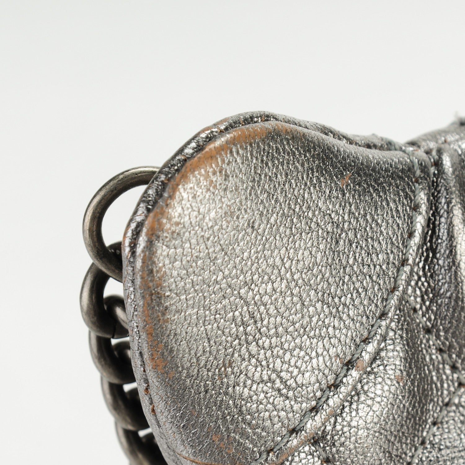 Chanel Metallic Goatskin Quilted Banane Waist Bag Fanny Pack Silver 8 of 9