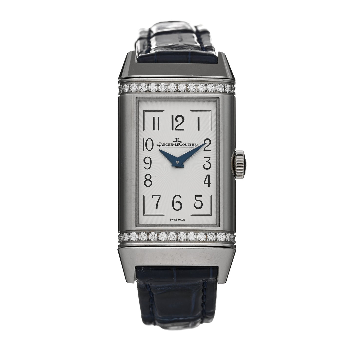 Stainless Steel Alligator Diamond 20mm Reverso One Duetto Manual Winding Watch 201.8.44