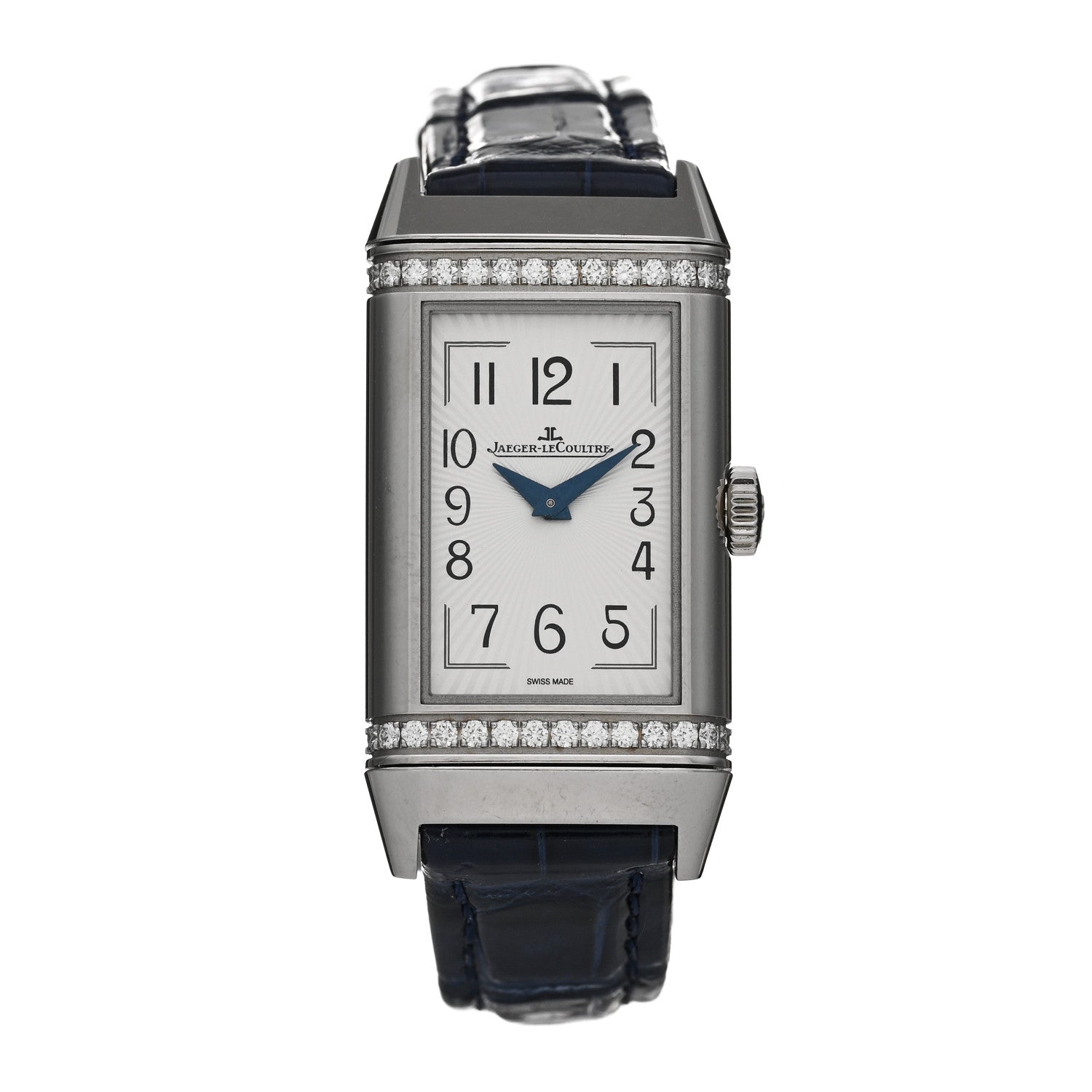 Jaeger-LeCoultre Stainless Steel Alligator Diamond 20mm Reverso One Duetto Manual Winding Watch 201.8.44 1 of 5