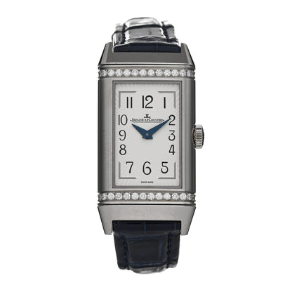 Jaeger-LeCoultre Stainless Steel Alligator Diamond 20mm Reverso One Duetto Manual Winding Watch 201.8.44 1 of 5