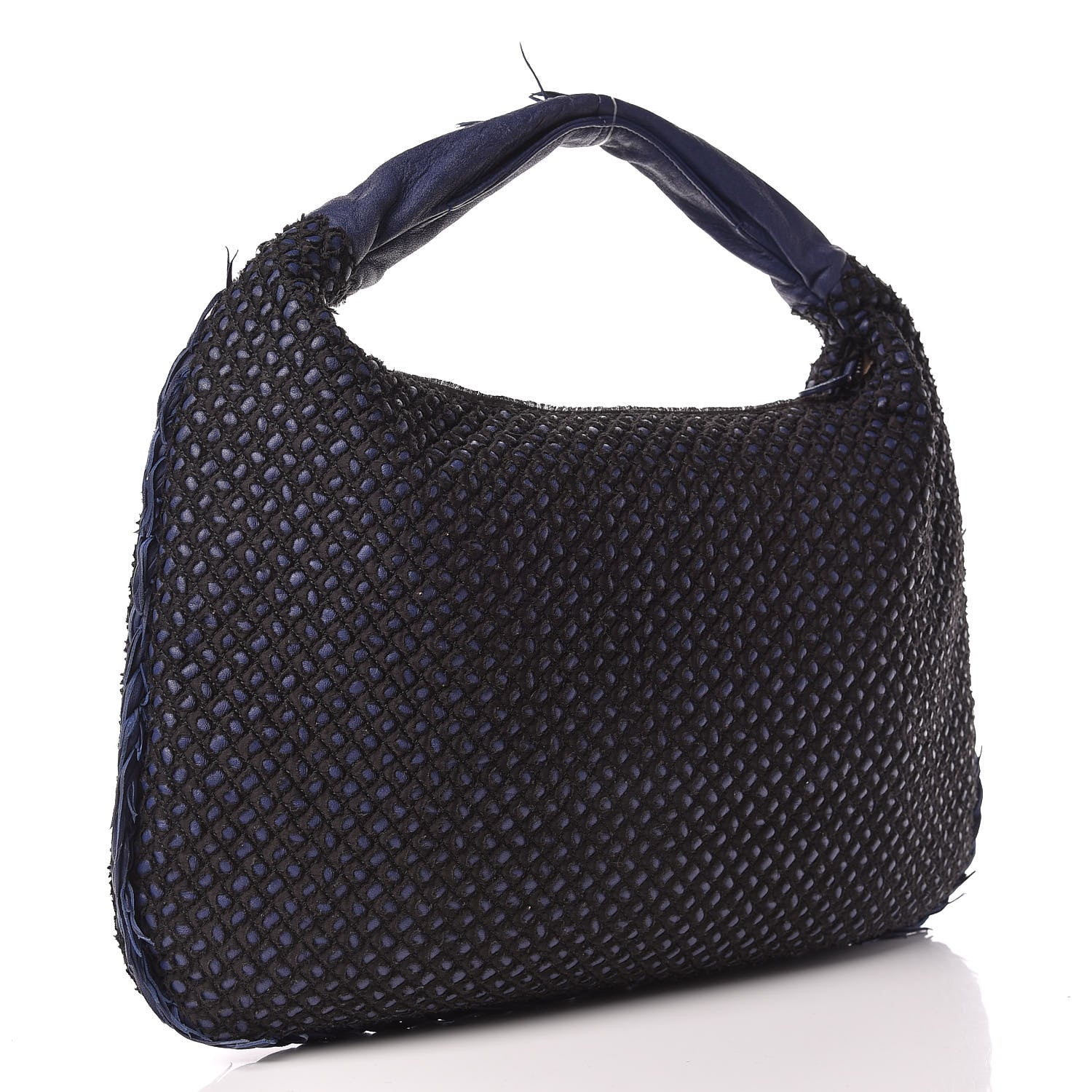 Bottega Veneta Nappa Silk Mini Ponza Devore Fuzzy Hobo Indigo 3 of 10