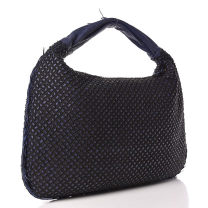 Bottega Veneta Nappa Silk Mini Ponza Devore Fuzzy Hobo Indigo 3 of 10