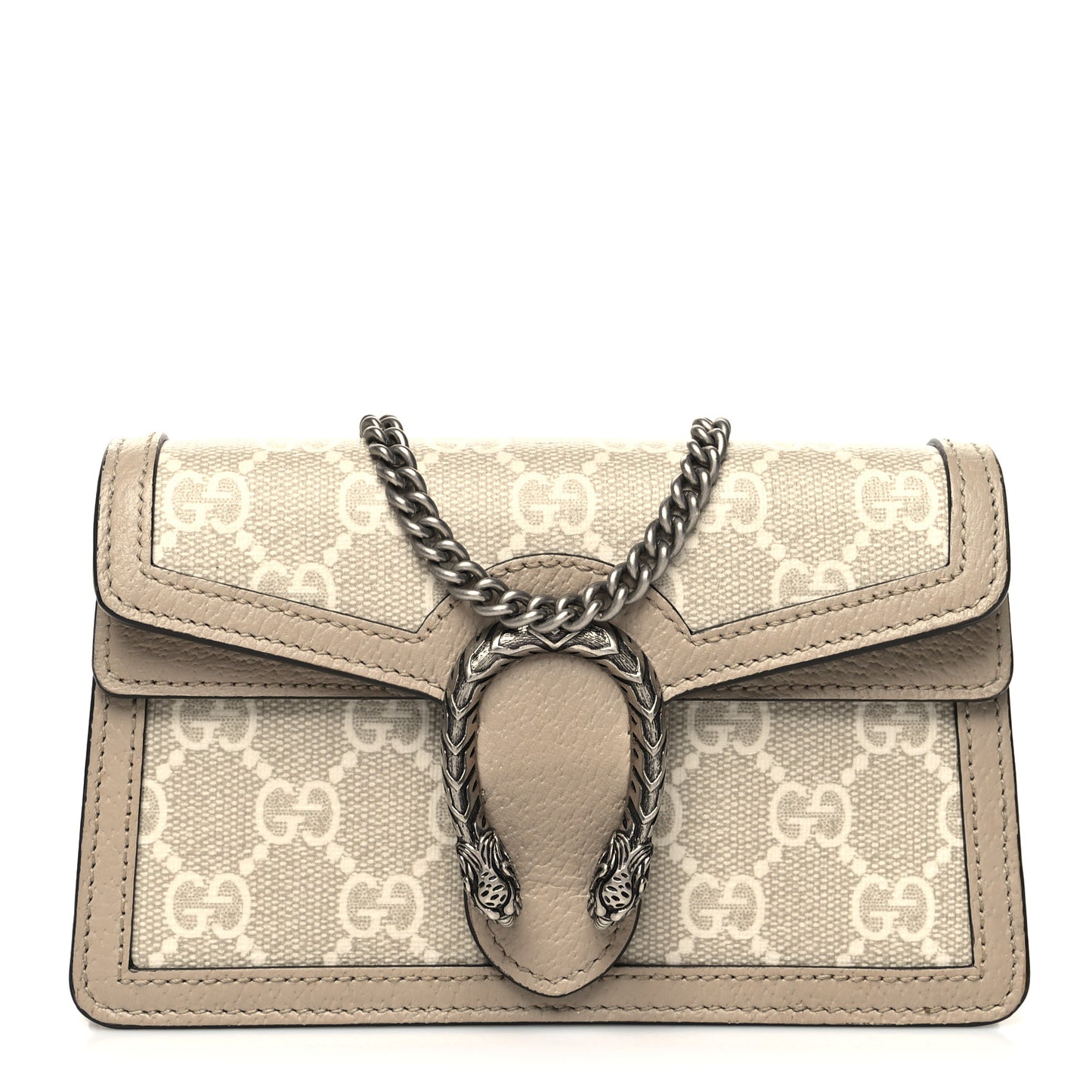 GG Supreme Monogram Textured Dollar Calfskin Super Mini Dionysus Shoulder Bag Beige Mystic White Oatmeal