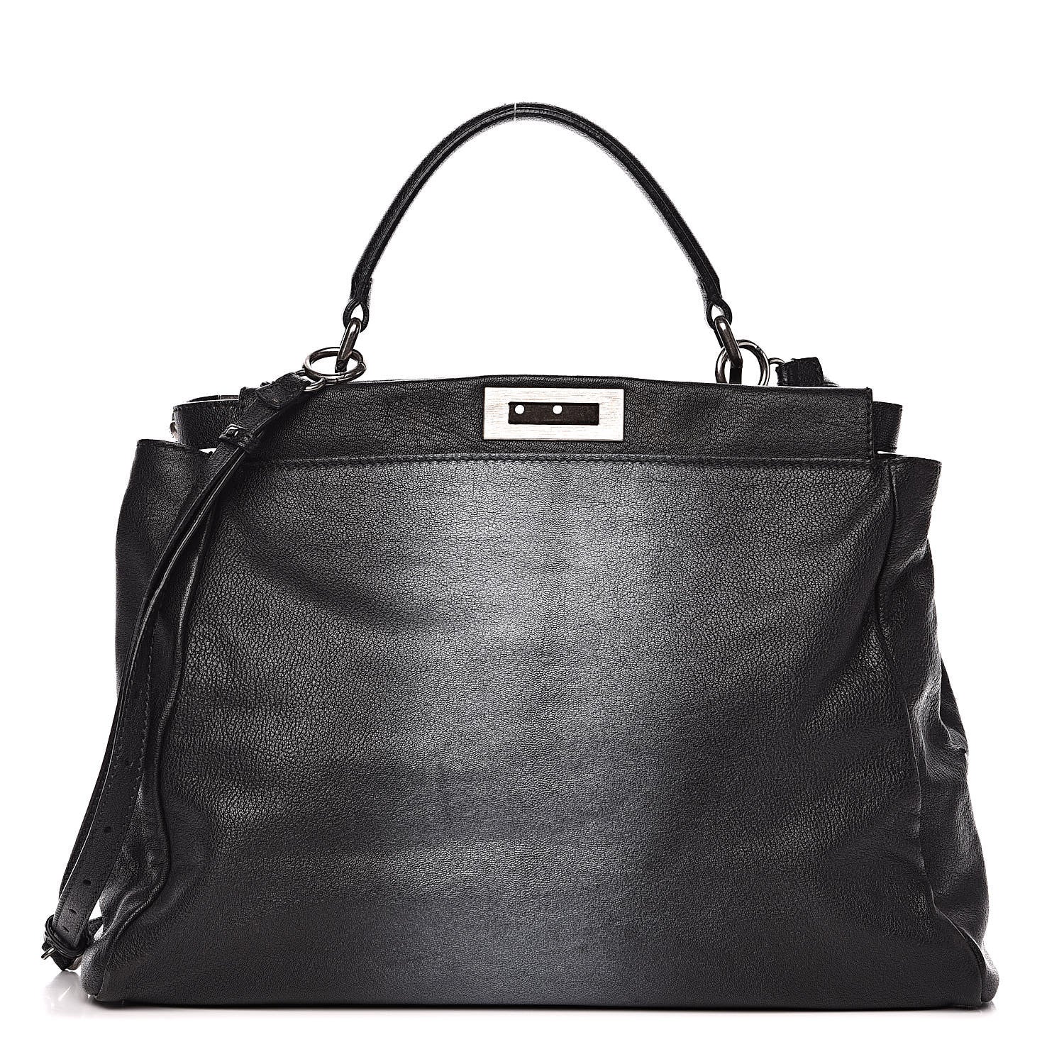 Fendi Goatskin Large Peekaboo Iconic Satchel Black 1 of 15