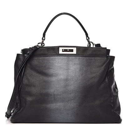 Fendi Goatskin Large Peekaboo Iconic Satchel Black 1 of 15