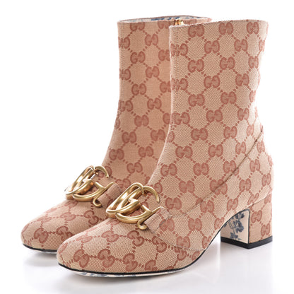 Gucci Monogram Malaga Kid GG Victoire 55mm Ankle Boots 36 Beige Ruggine Rust 3 of 8