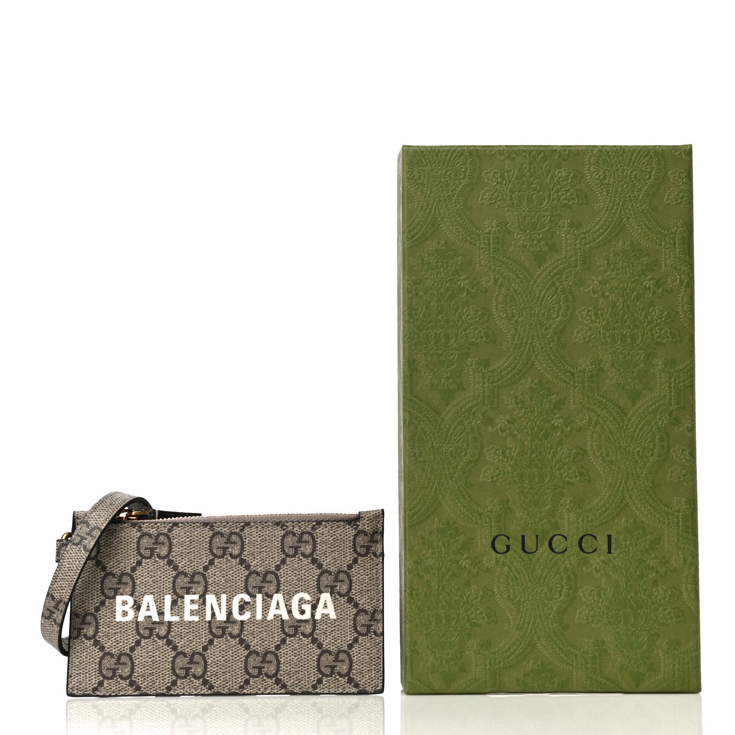Gucci X BALENCIAGA GG Supreme Monogram Logo Card Case With Strap Beige Ebony 10 of 10