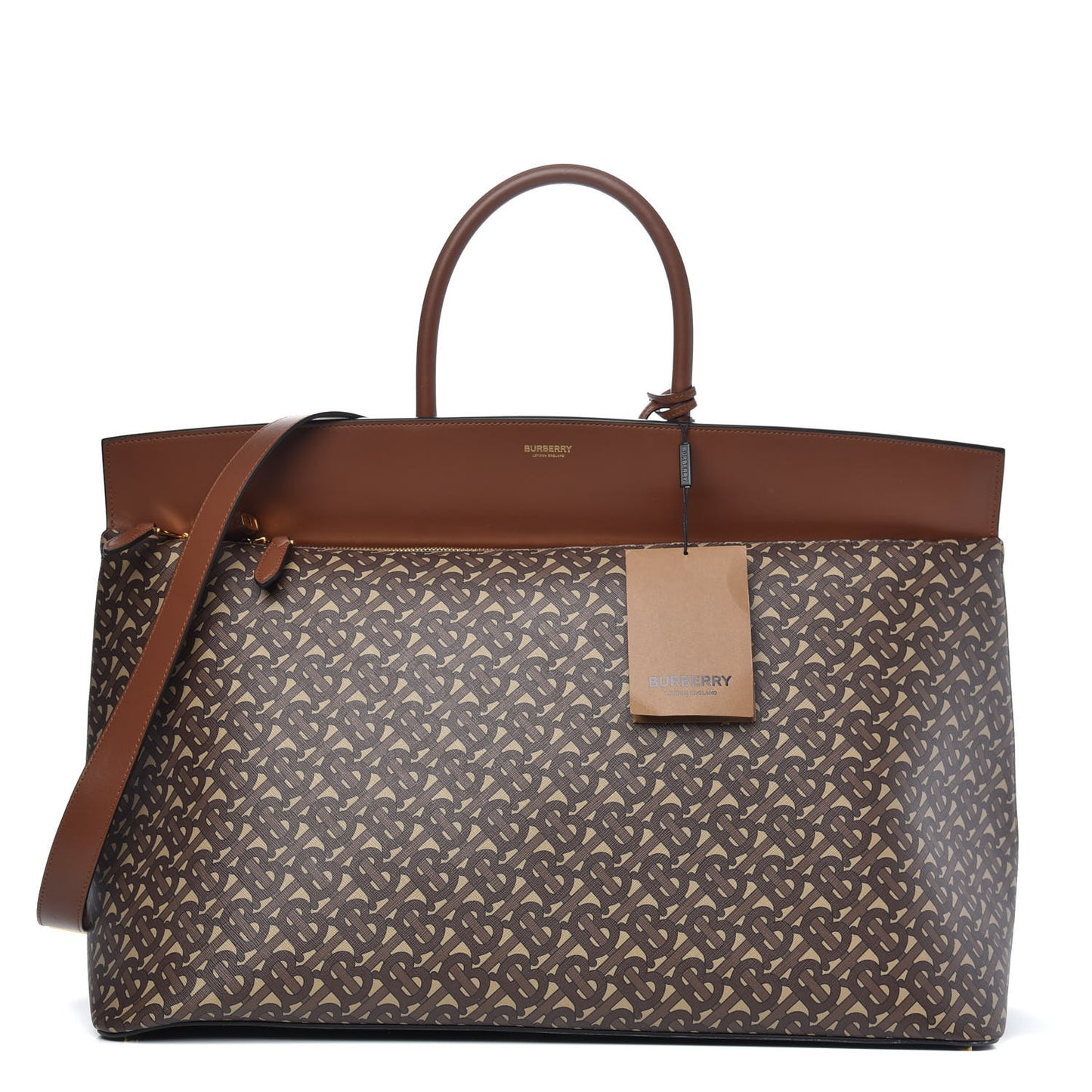 E-Canvas Monogram Extra Large Society Top Handle Bag Bridle Brown