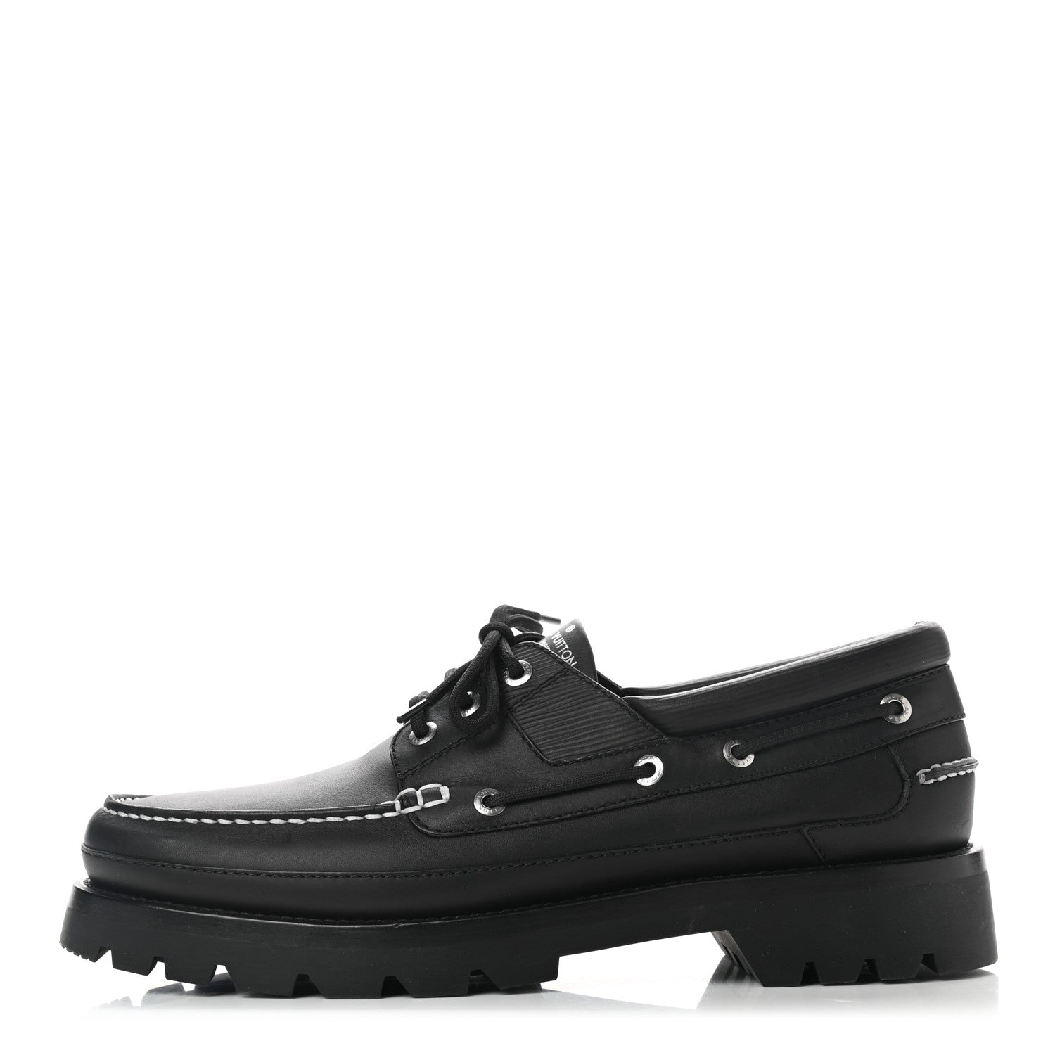 Louis Vuitton Calfskin Mens Summerland Boat Shoes 10 Black 1 of 8