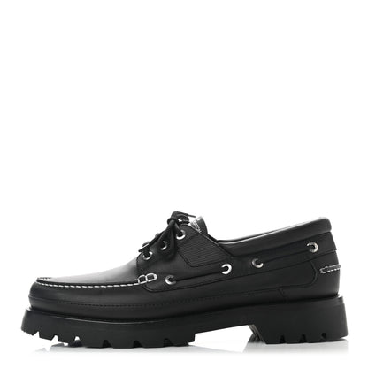 Louis Vuitton Calfskin Mens Summerland Boat Shoes 10 Black 1 of 8