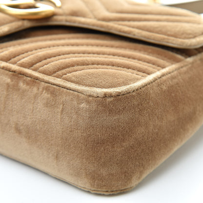 Gucci Velvet Matelasse Small GG Marmont Shoulder Bag Taupe 10 of 15