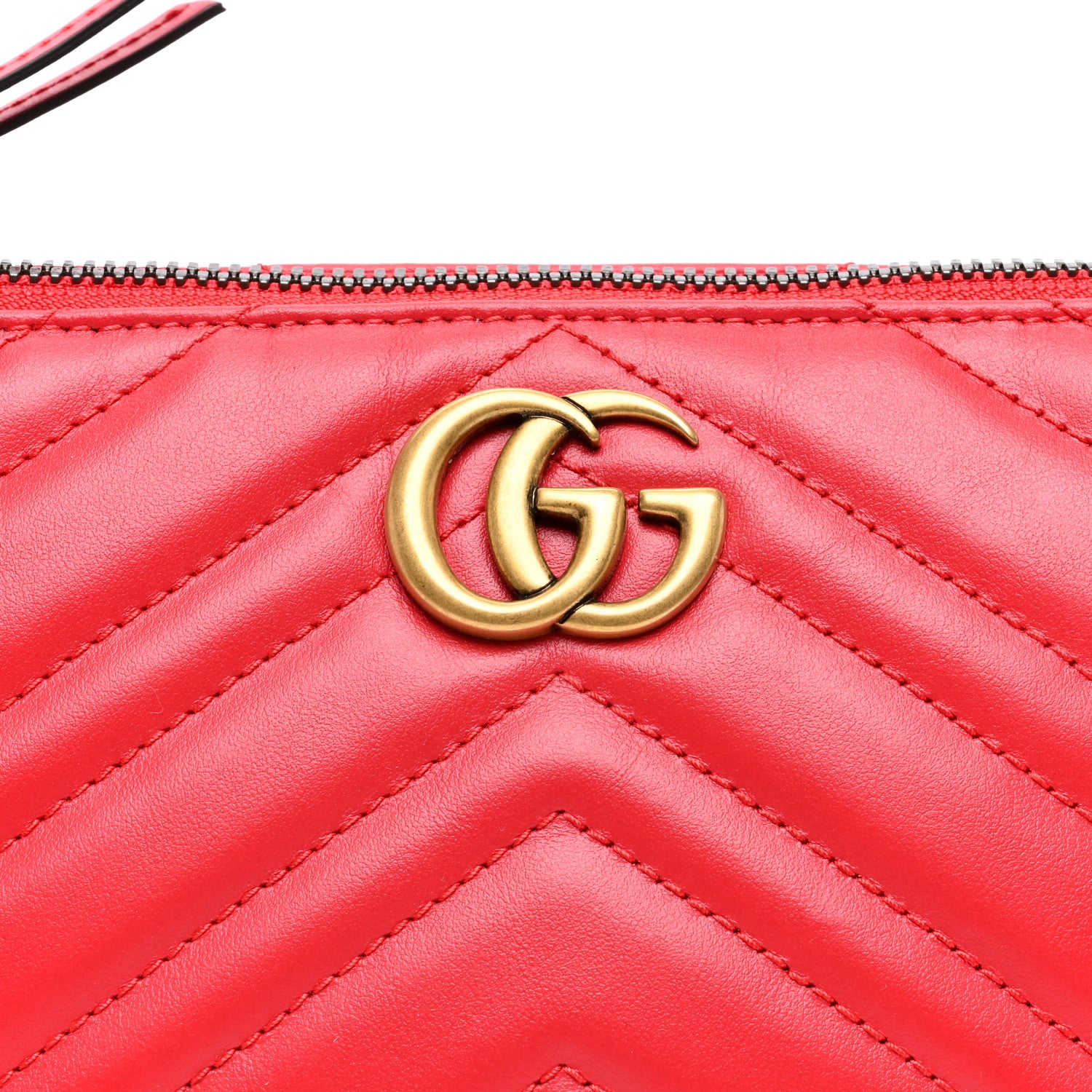 Gucci Calfskin Matelasse Chevron GG Marmont Sling Shoulder Bag Rosso 8 of 10