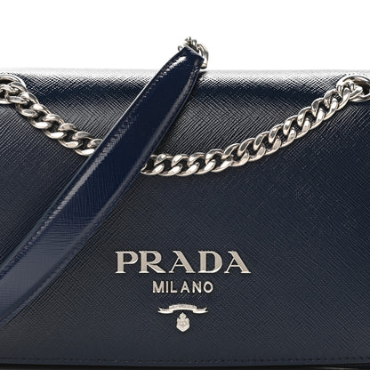 Prada Saffiano Vernice Flap Chain Crossbody Bag Royal 7 of 9