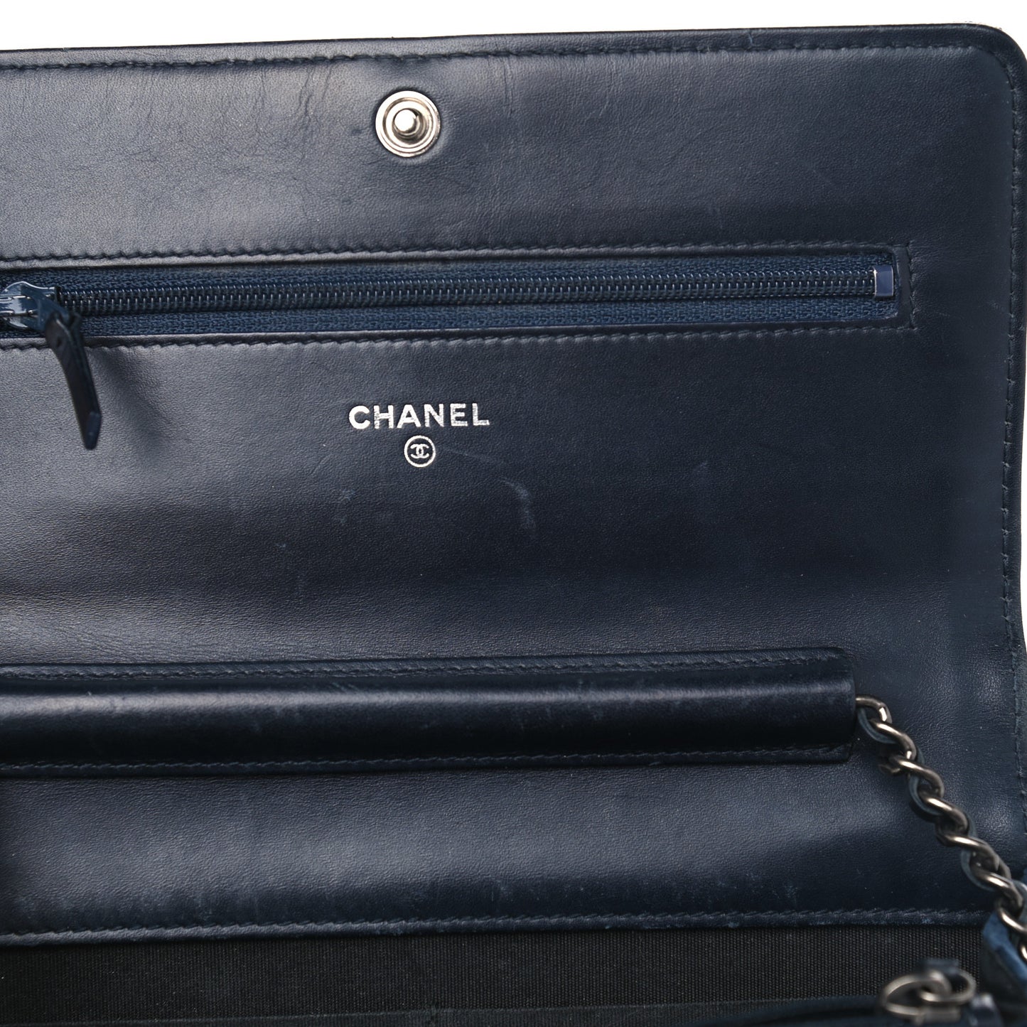 Velvet Quilted Boy Wallet On Chain WOC Navy