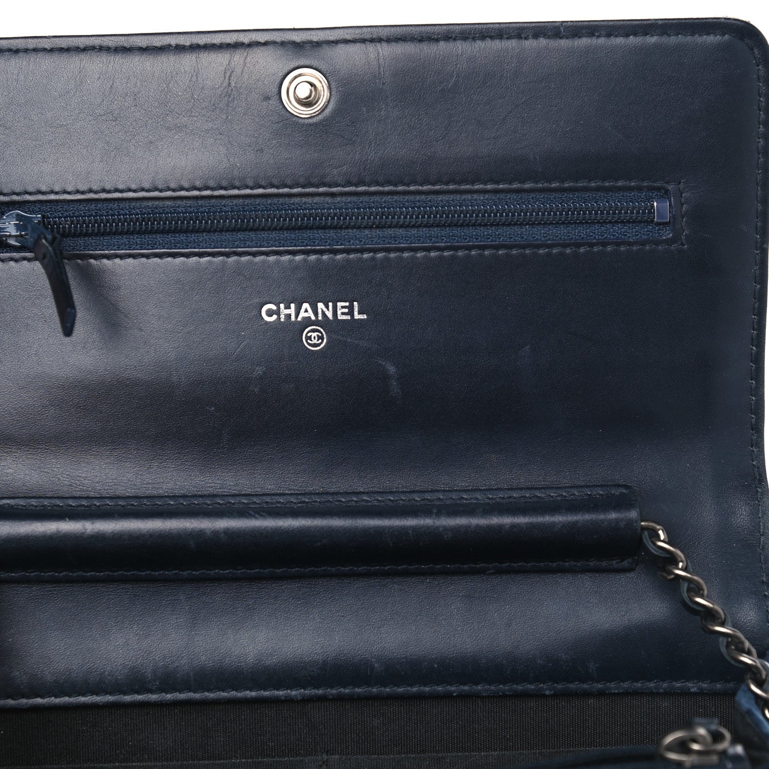 Chanel Velvet Quilted Boy Wallet On Chain WOC Navy 5 of 12