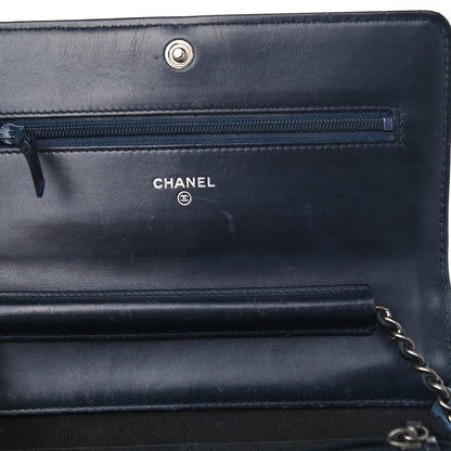 Chanel Velvet Quilted Boy Wallet On Chain WOC Navy 5 of 12