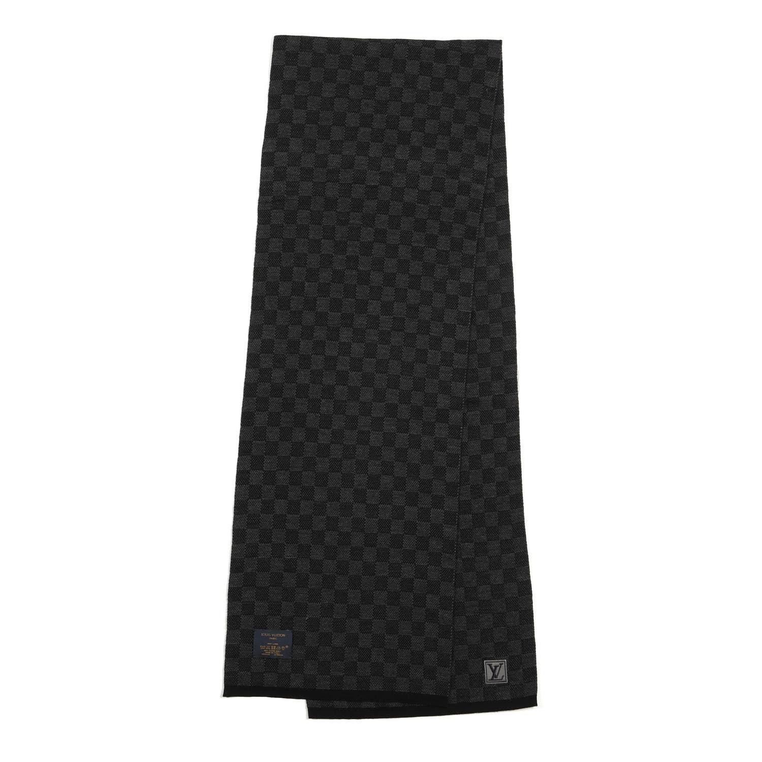 Louis Vuitton Wool Petit Damier Graphite Scarf Black 1 of 3