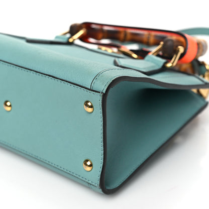 Gucci Wonka Grain Calfskin Mini Diana Tote Bag Dusty Azure Orange Fluo 10 of 12