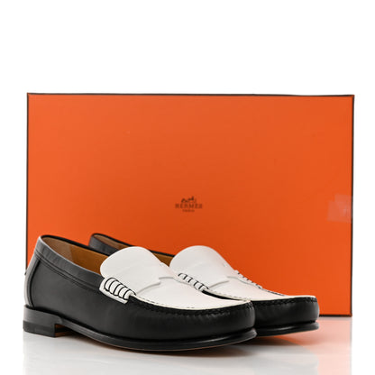 Hermes Calfskin Womens Kennedy Loafers 36 Black White 9 of 9