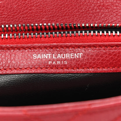 Saint Laurent Sheepskin Matelasse Chevron Monogram Medium College Bag Rouge 6 of 13