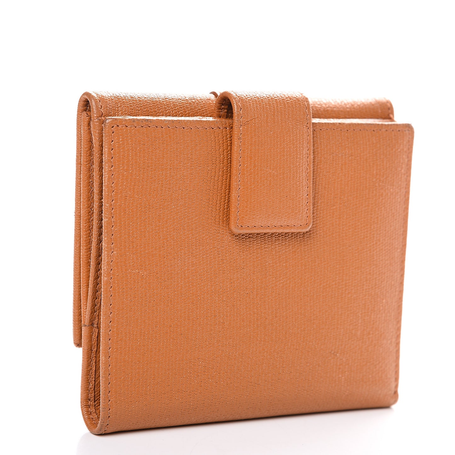 Coated Calfskin Classic Y Compact Wallet Brown