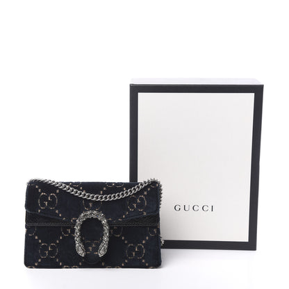 Gucci Velvet GG Monogram Super Mini Dionysus Shoulder Bag Blue Beige Black 10 of 10