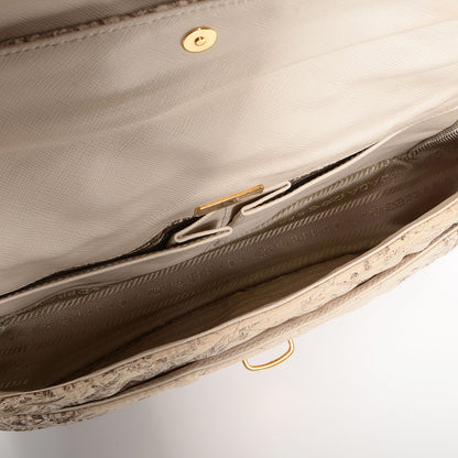 Prada Tessuto Nylon Quilted Floral Flap Beige 5 of 9