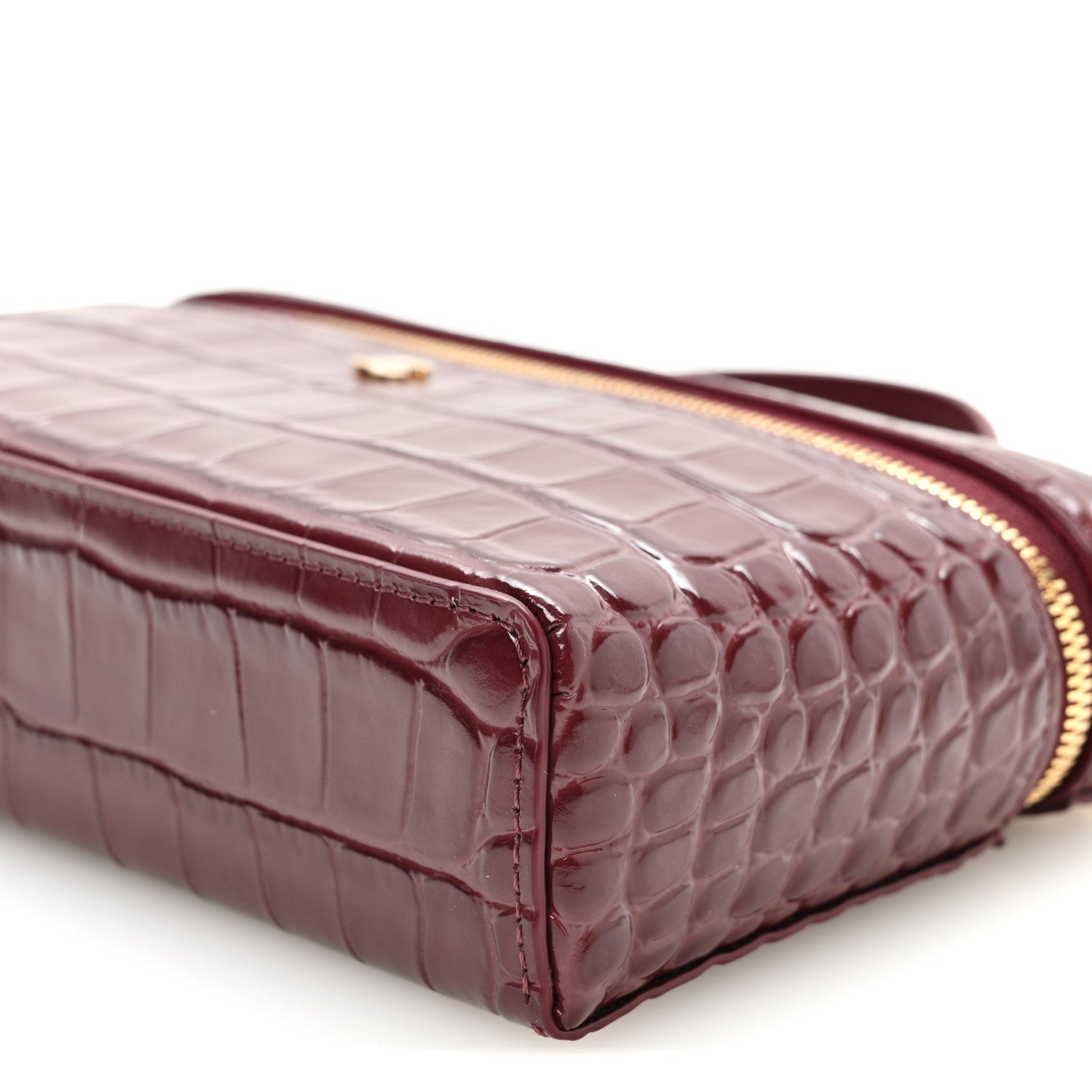 Chanel Calfskin Crocodile Embossed Exoticoco Large Supple Trapeze Vanity With Chain Dark Burgundy 10 of 11