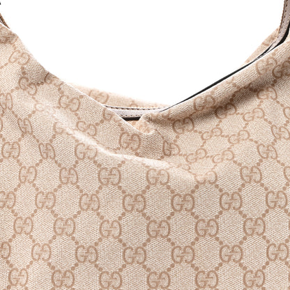 Gucci GG Supreme Monogram Margaux Calfskin Medium Nice Hobo New Mystic White Beige Brown 9 of 11