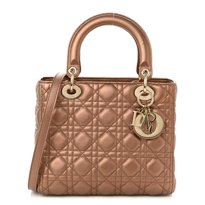 Christian Dior Metallic Lambskin Cannage Medium Lady Dior Bronze 1 of 10