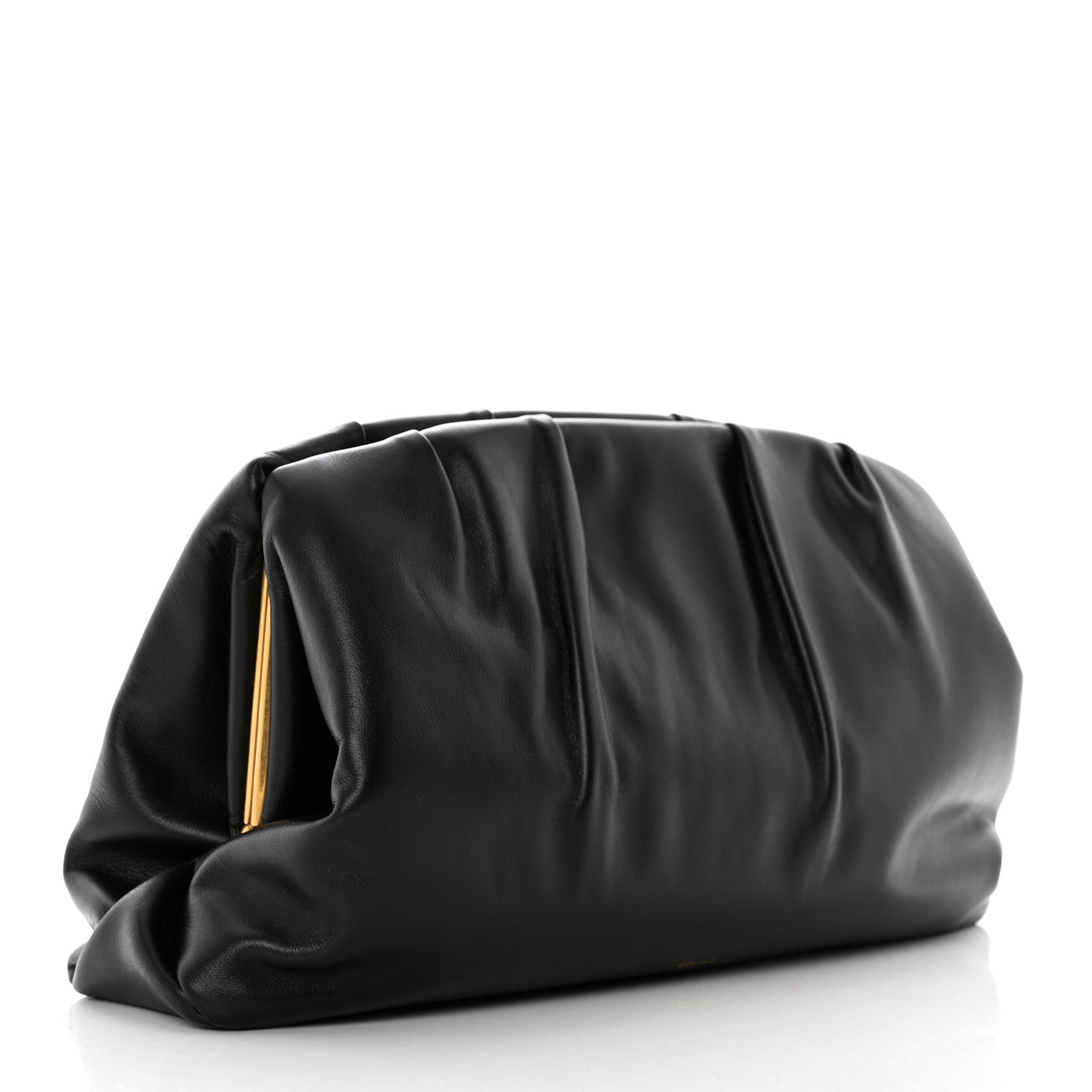 Celine Calfskin Pleated French Lock Clutch Black 3 of 7