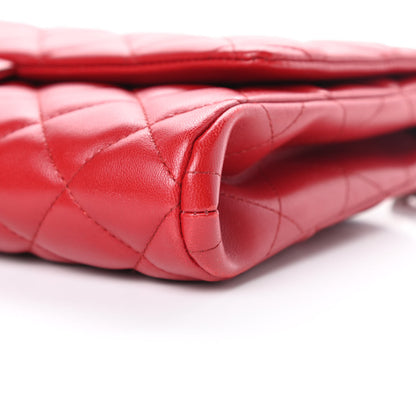 Chanel Lambskin Quilted Clutch With Chain Flap Red 10 of 13