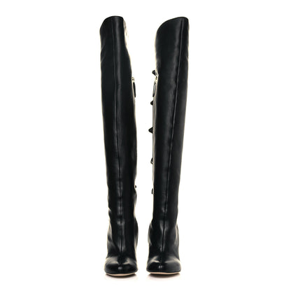 Valentino Garavani Calfskin Bow Over the Knee Boots 38 Black 2 of 8